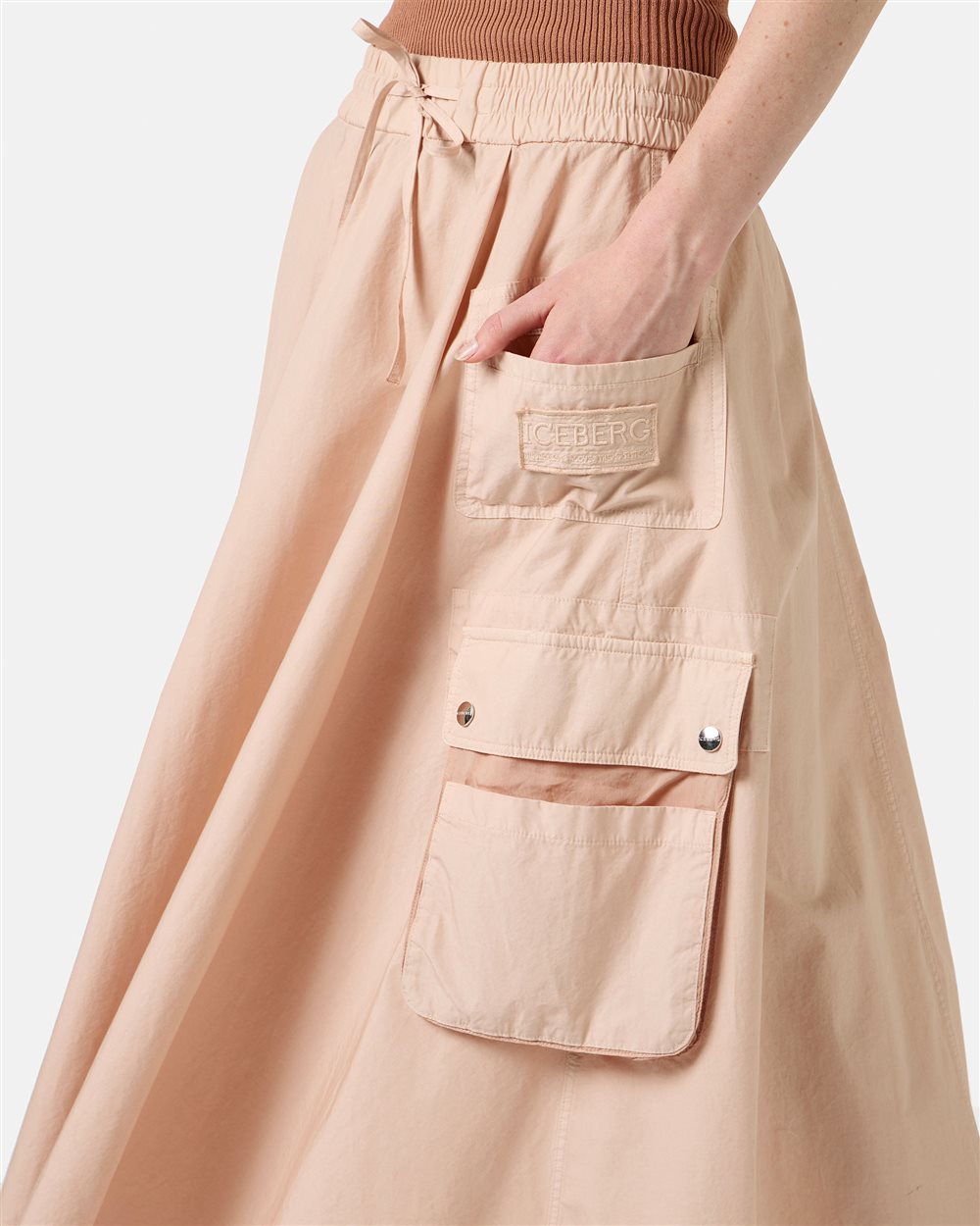 Blush wide skirt with regular waist and pockets - Iceberg - Official Website