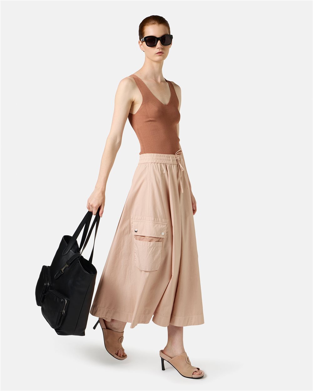 Blush wide skirt with regular waist and pockets - Iceberg - Official Website