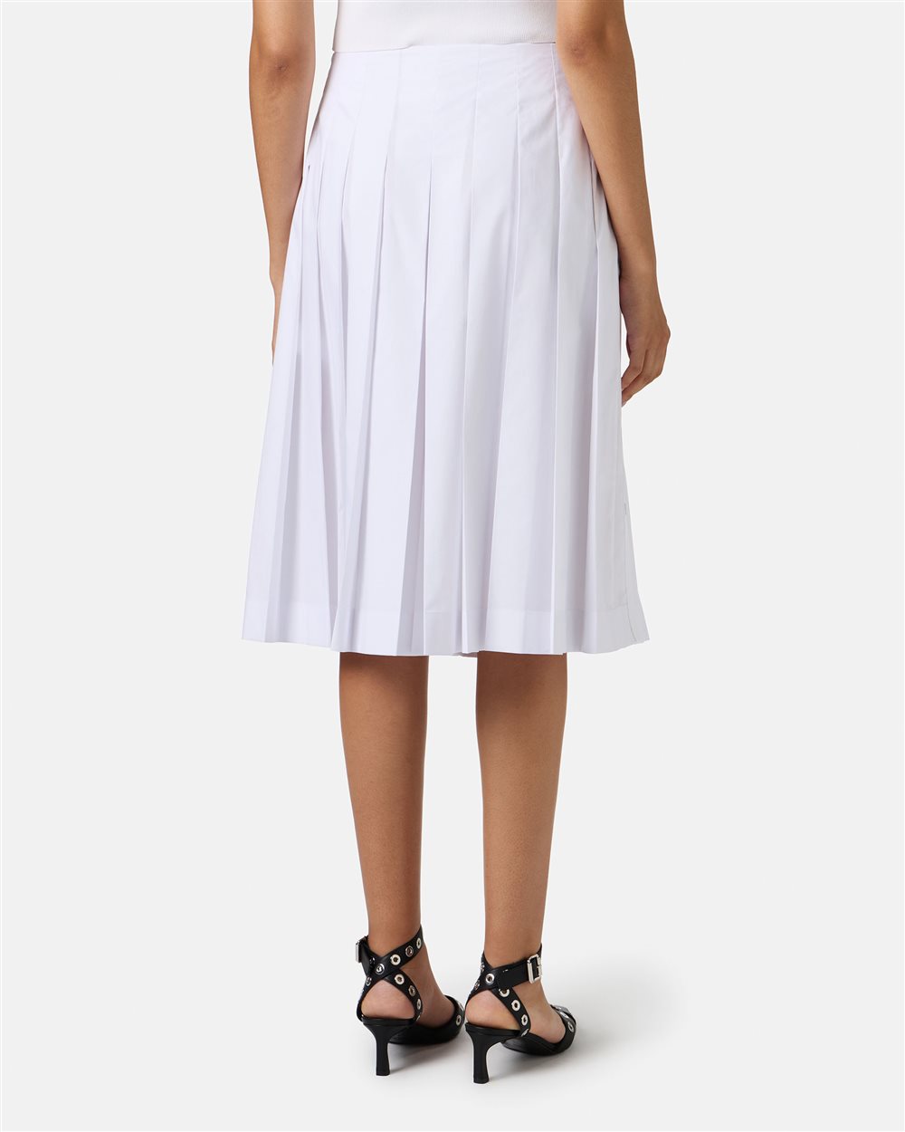 White pleated skirt with regular waist in cotton poplin - Iceberg - Official Website