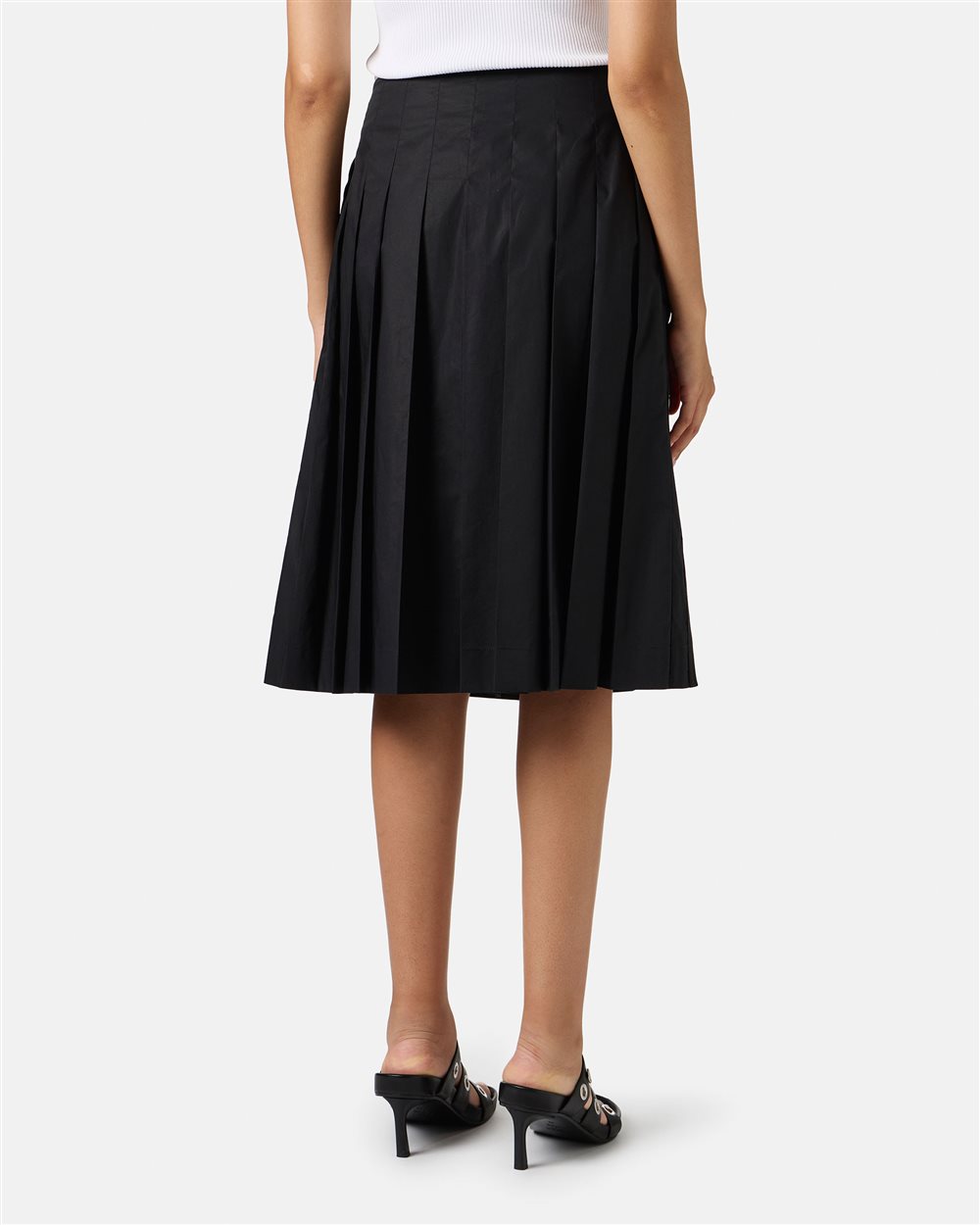 Black pleated skirt with regular waist in cotton poplin - Iceberg - Official Website
