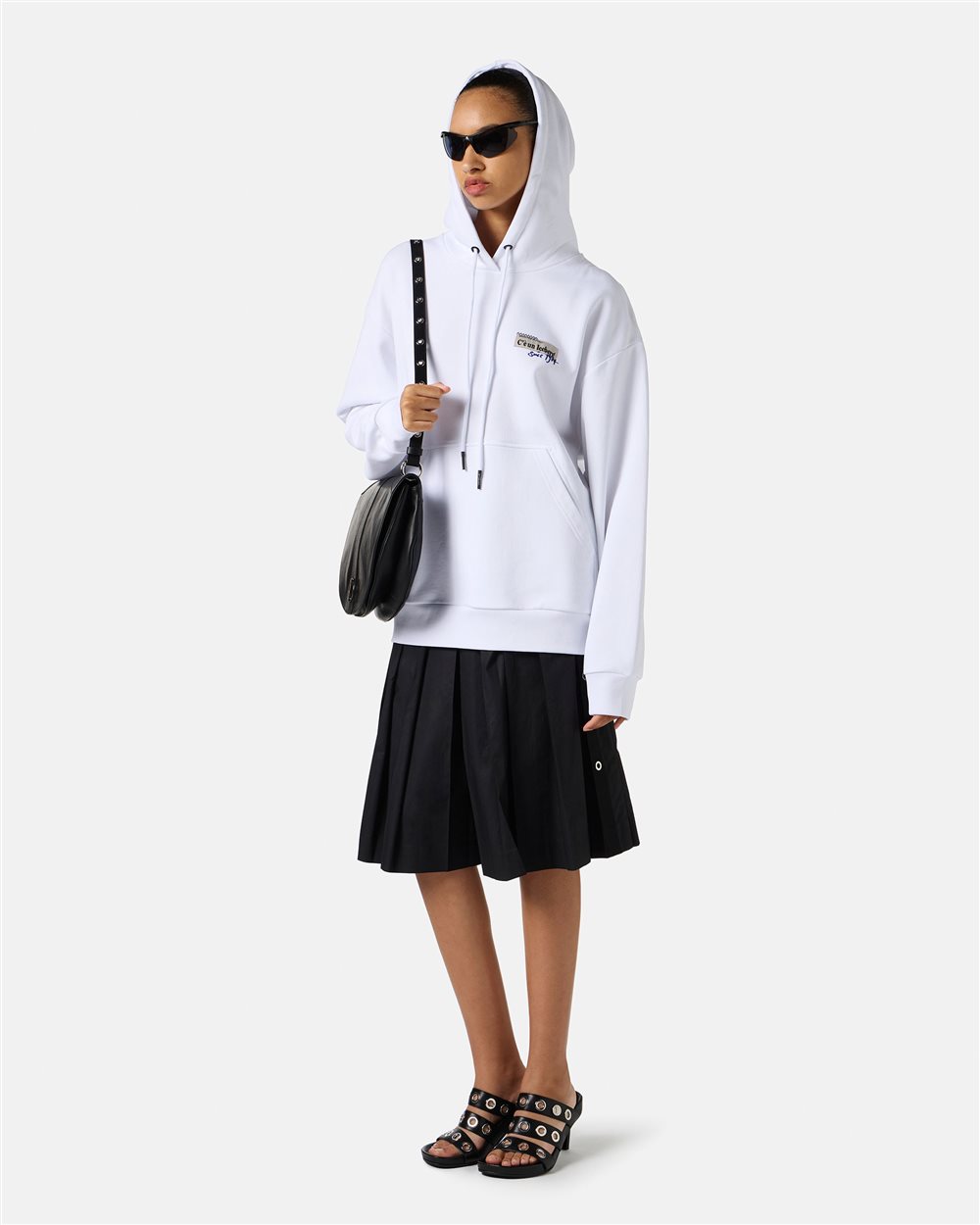 Black pleated skirt with regular waist in cotton poplin - Iceberg - Official Website