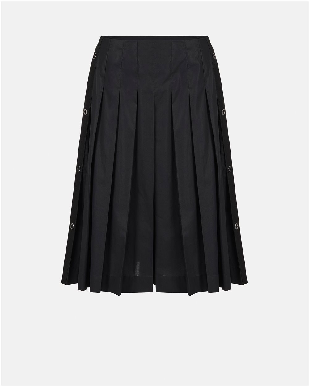Black pleated skirt with regular waist in cotton poplin - Iceberg - Official Website