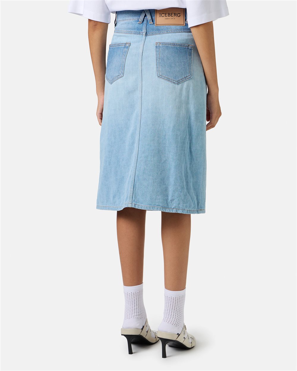 Indigo denim skirt with regular waist and loose fit - Iceberg - Official Website