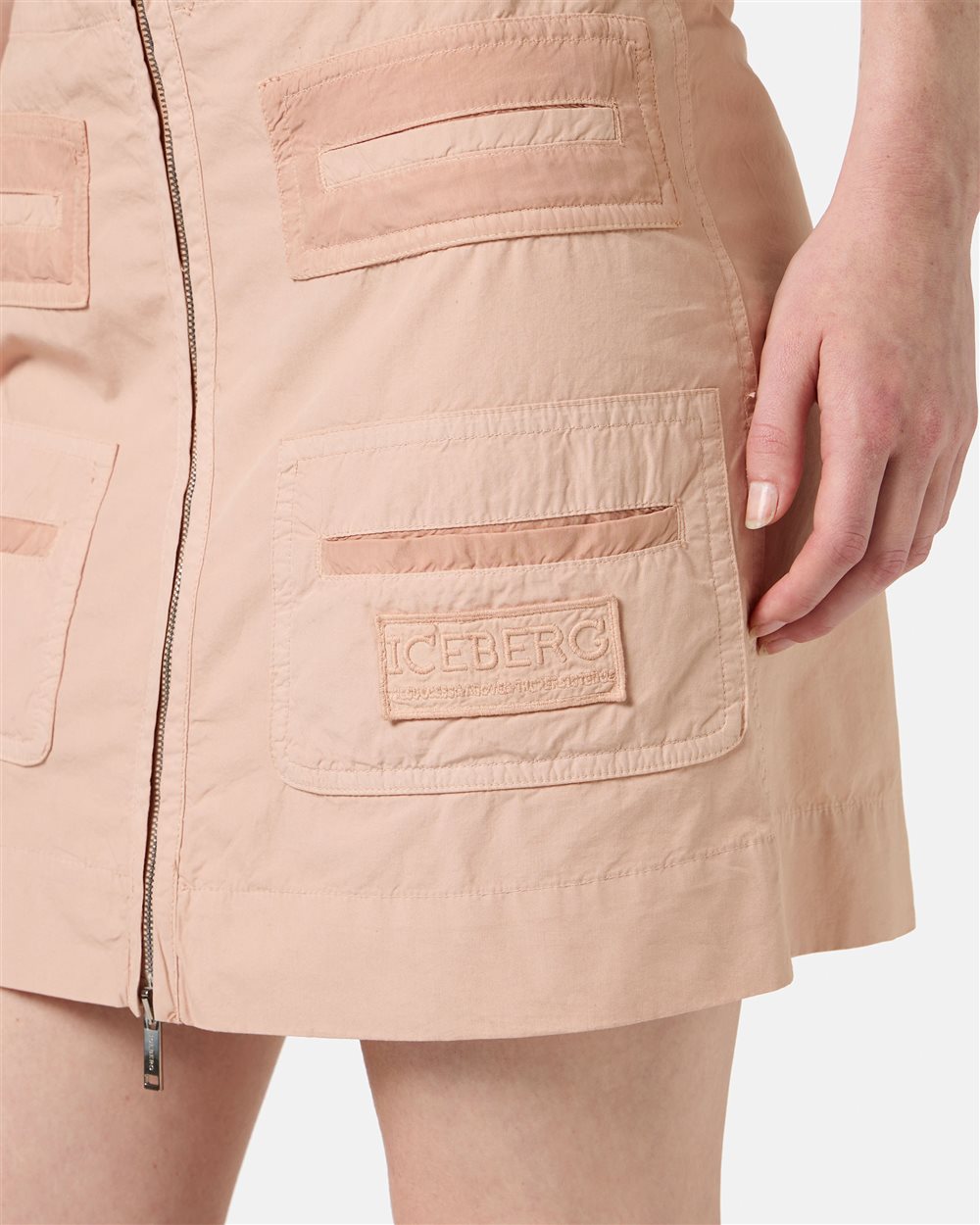 Blush cotton parachute canvas short skirt - Iceberg - Official Website
