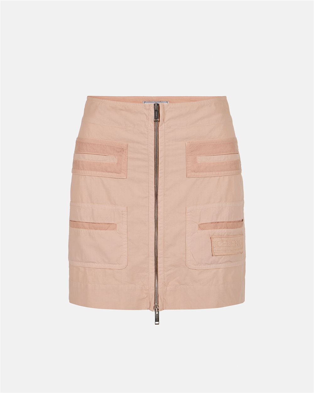 Blush cotton parachute canvas short skirt - Iceberg - Official Website