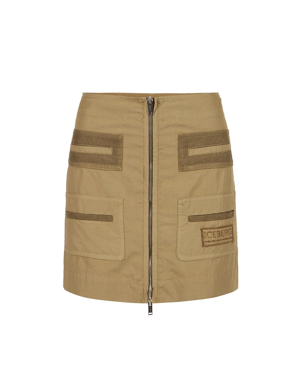 Mud-colored short skirt in cotton parachute canvas - Iceberg - Official Website