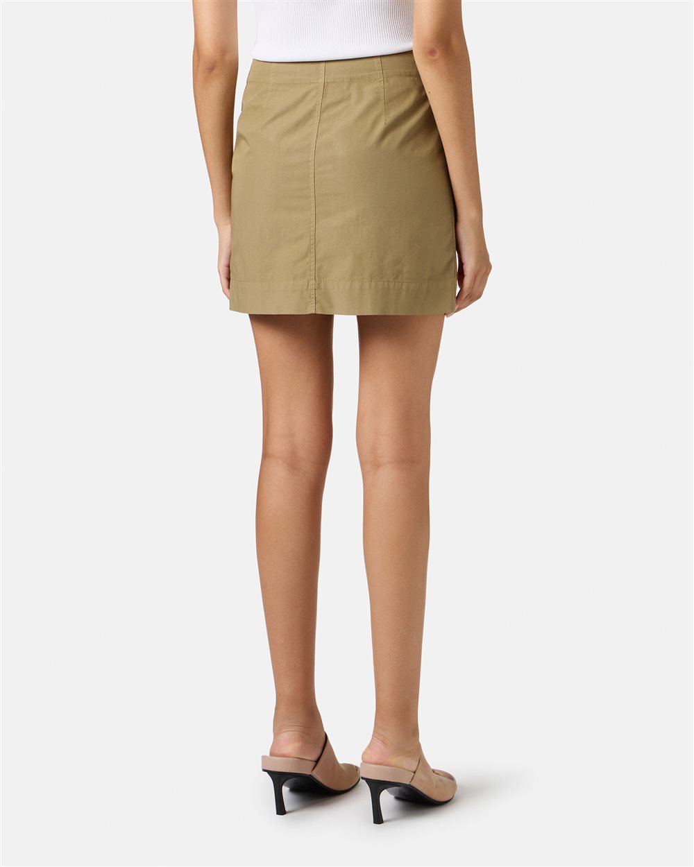 Mud-colored short skirt in cotton parachute canvas - Iceberg - Official Website