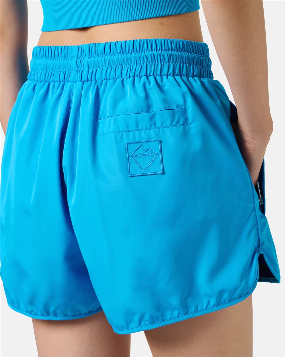 Active Shorts in technical nylon lined in cobalt-colored mesh - Iceberg - Official Website
