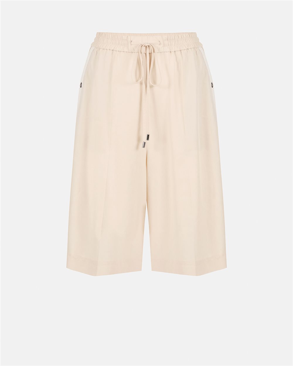 Powder-colored comfort fit Bermuda shorts in flowing Tencel fabric - Iceberg - Official Website