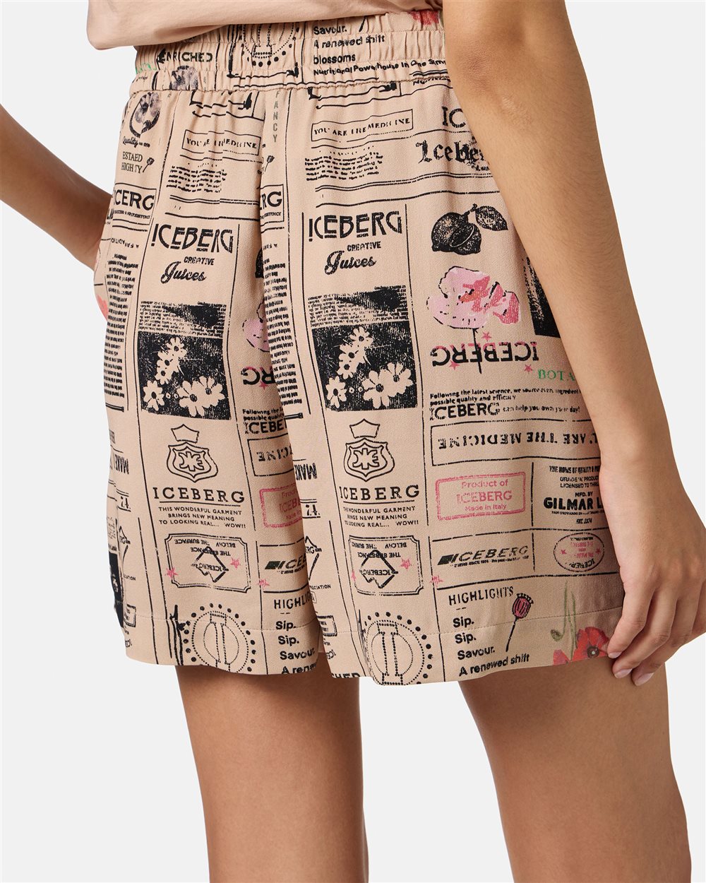 Short Bermuda shorts in double georgette of RCS certified viscose - Iceberg - Official Website