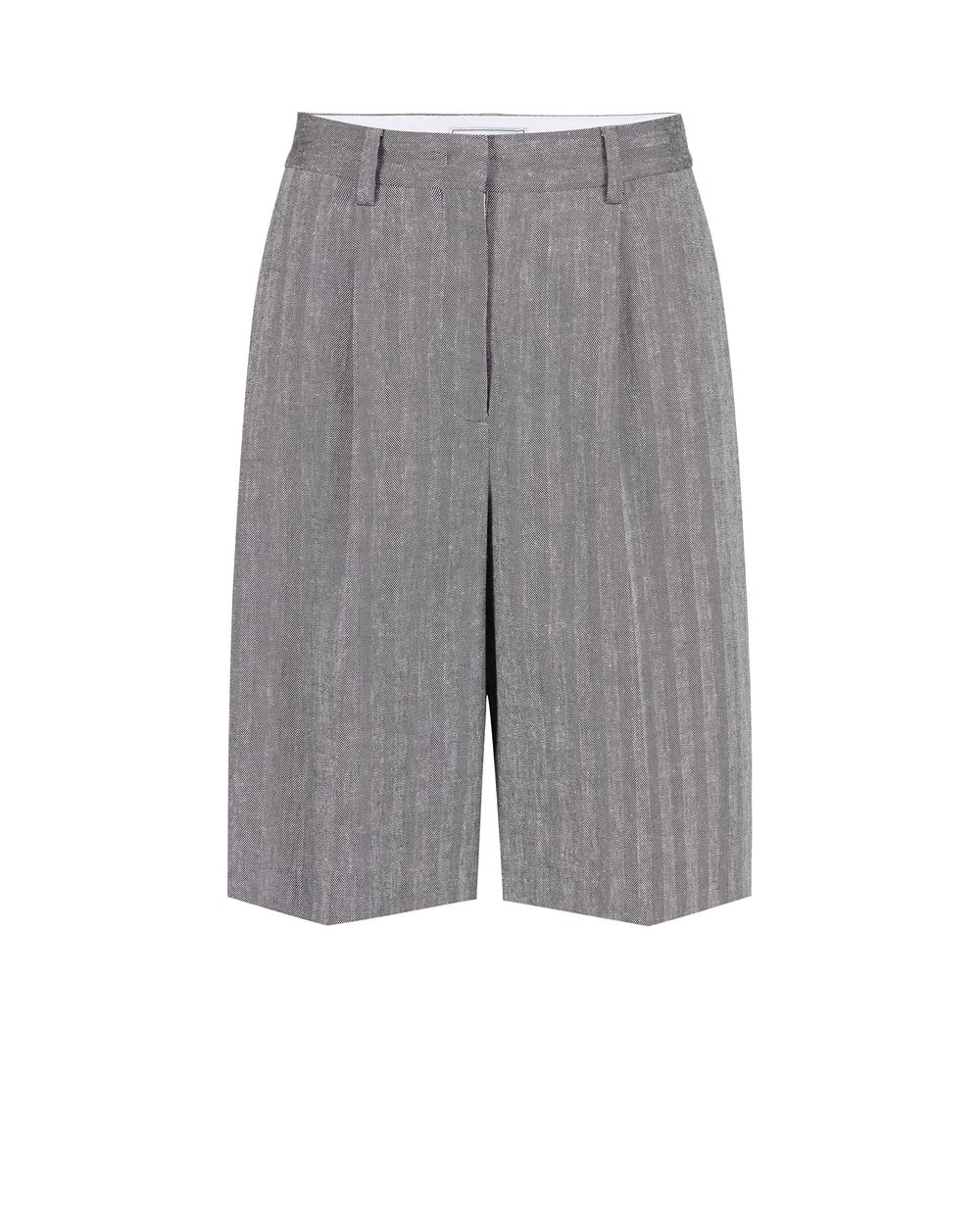 Regular fit Bermuda shorts in cotton and linen herringbone fabric - Iceberg - Official Website