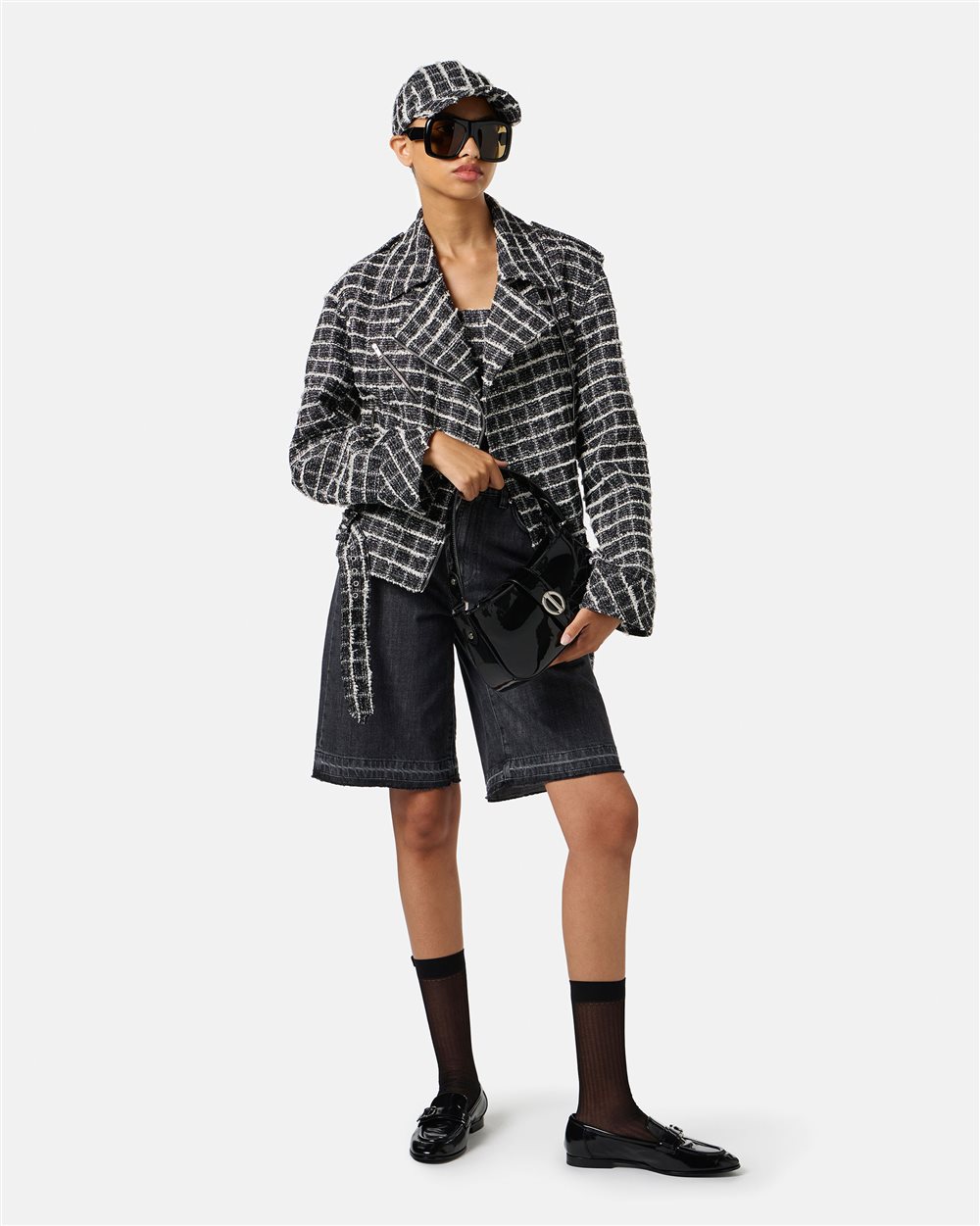 Black regular fit Bermuda shorts in denim - Iceberg - Official Website