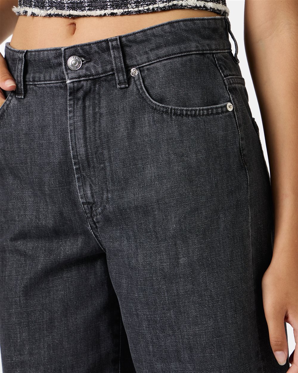 Black regular fit Bermuda shorts in denim - Iceberg - Official Website