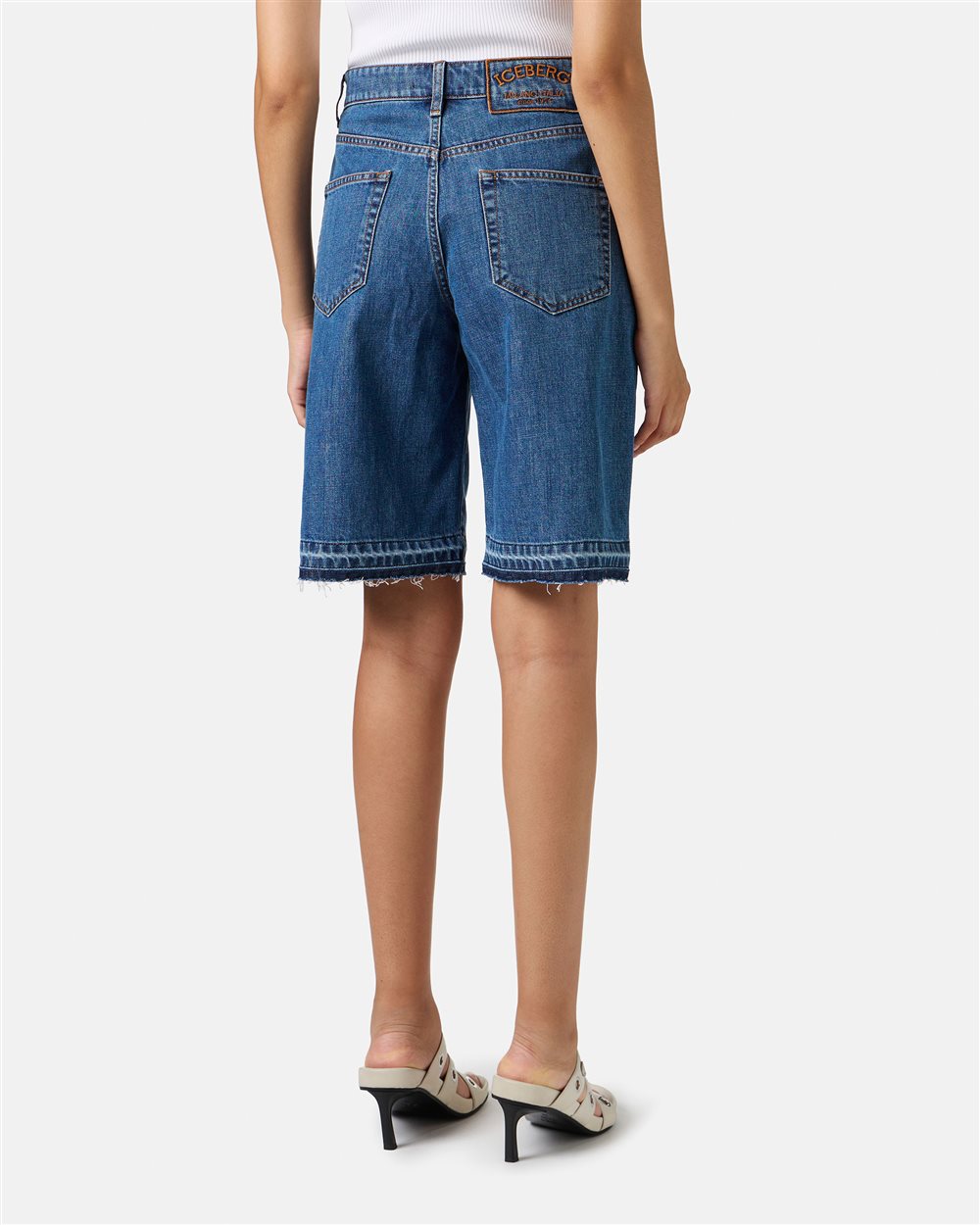 Regular fit blue denim Bermuda shorts - Iceberg - Official Website