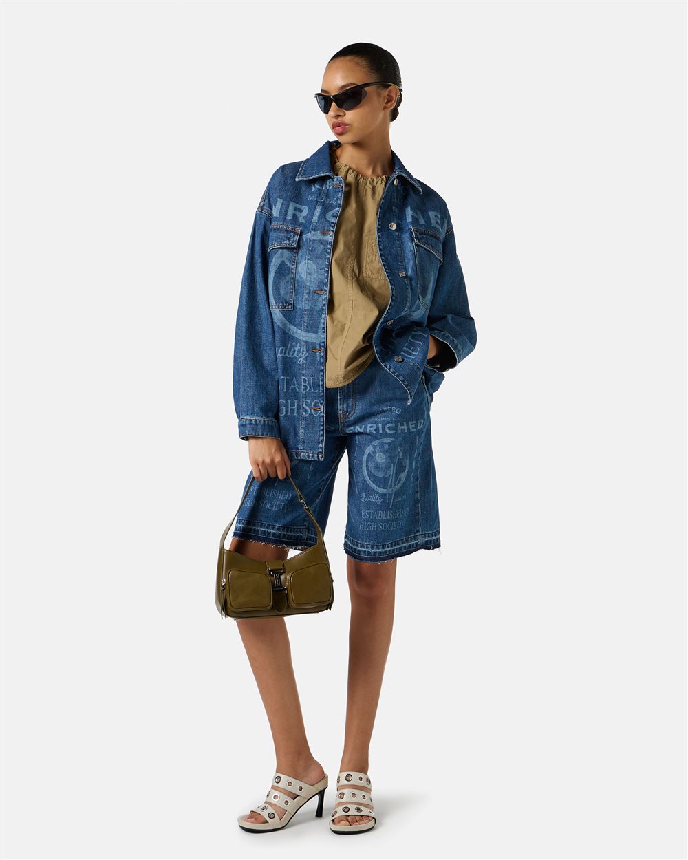 Regular fit blue denim Bermuda shorts - Iceberg - Official Website