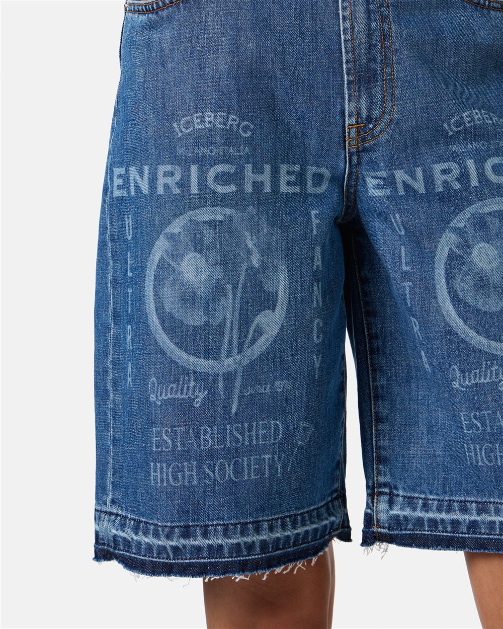 Regular fit blue denim Bermuda shorts - Iceberg - Official Website