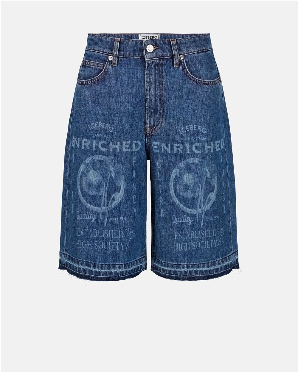 Regular fit blue denim Bermuda shorts - Iceberg - Official Website
