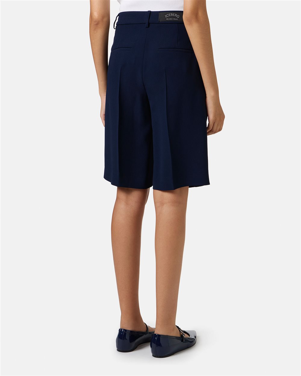 Regular fit blue bermuda shorts with tailored details and Iceberg logo - Iceberg - Official Website