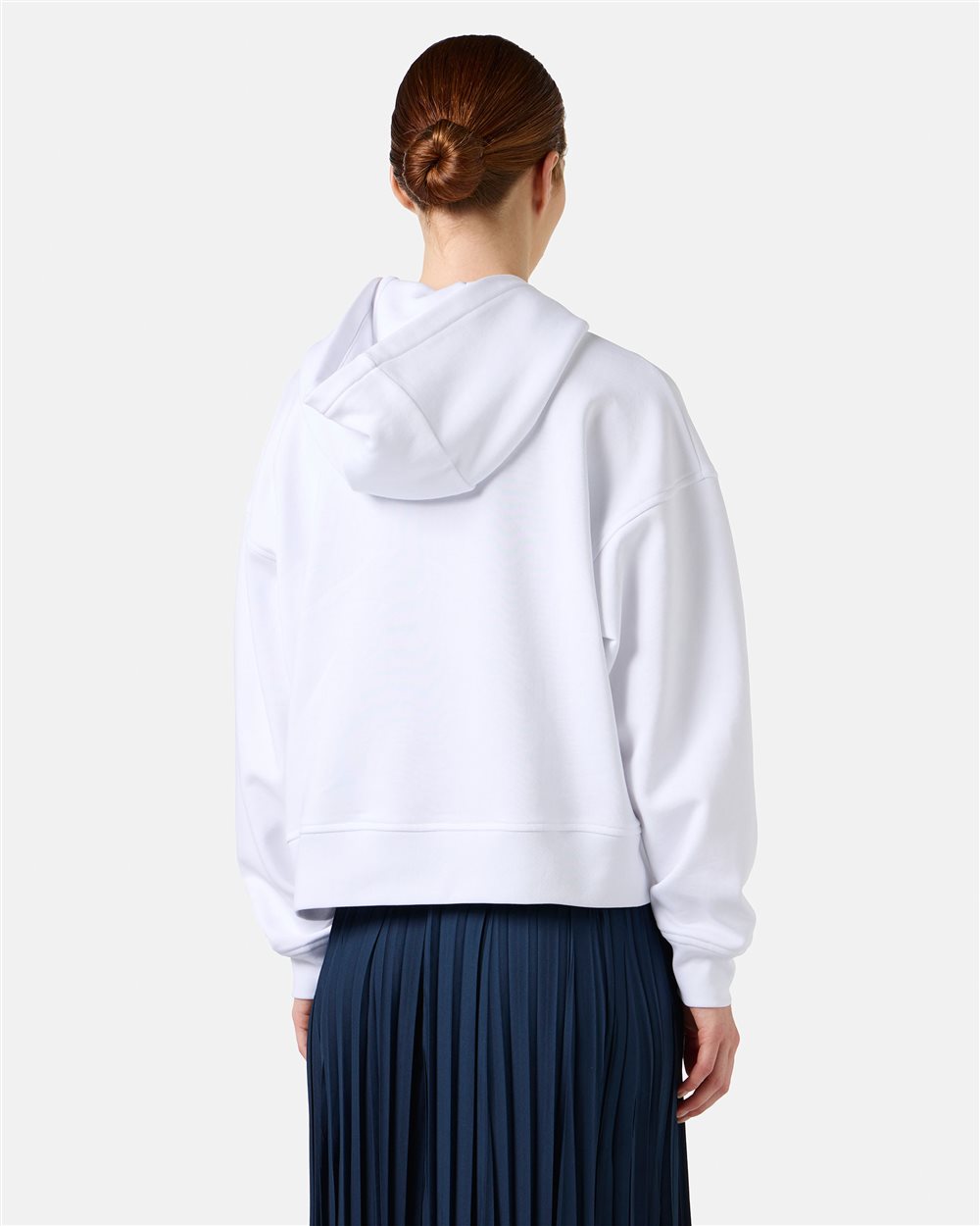 Cropped fit hoodie in white cotton - Iceberg - Official Website