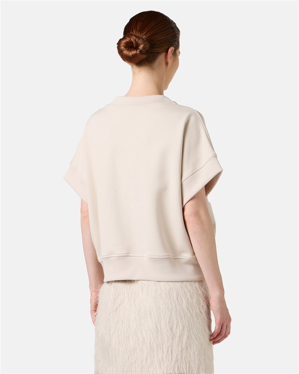 Dusty-colored short-sleeved sweatshirt in scuba fabric - Iceberg - Official Website
