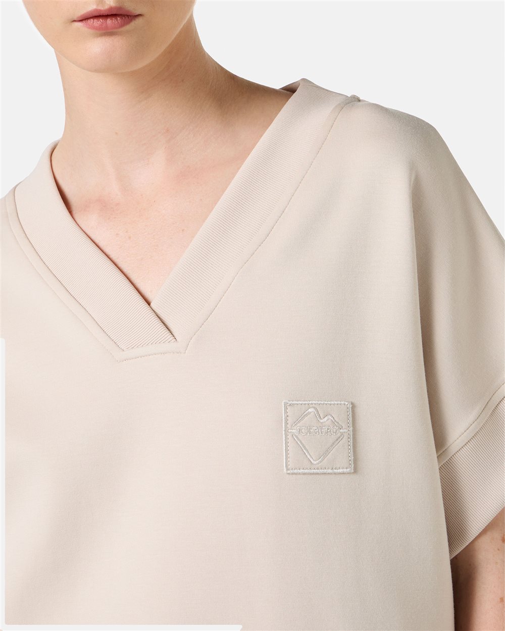 Dusty-colored short-sleeved sweatshirt in scuba fabric - Iceberg - Official Website