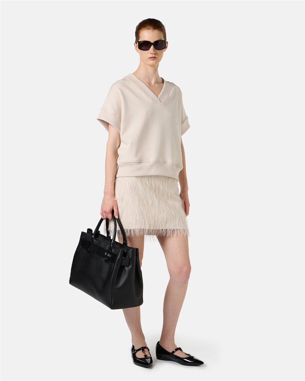 Dusty-colored short-sleeved sweatshirt in scuba fabric - Iceberg - Official Website