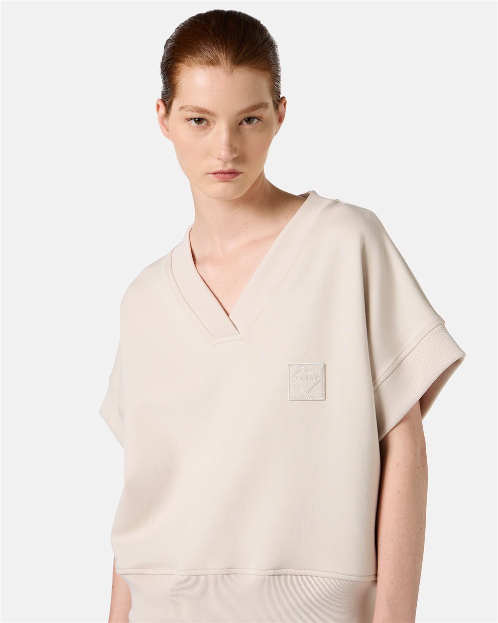 Dusty-colored short-sleeved sweatshirt in scuba fabric - Iceberg - Official Website