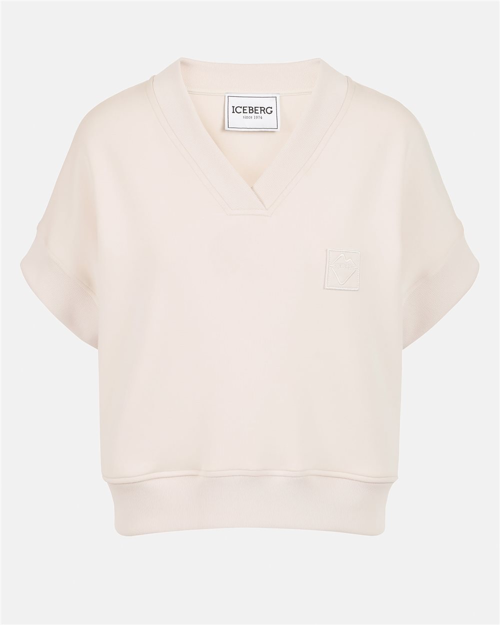 Dusty-colored short-sleeved sweatshirt in scuba fabric - Iceberg - Official Website