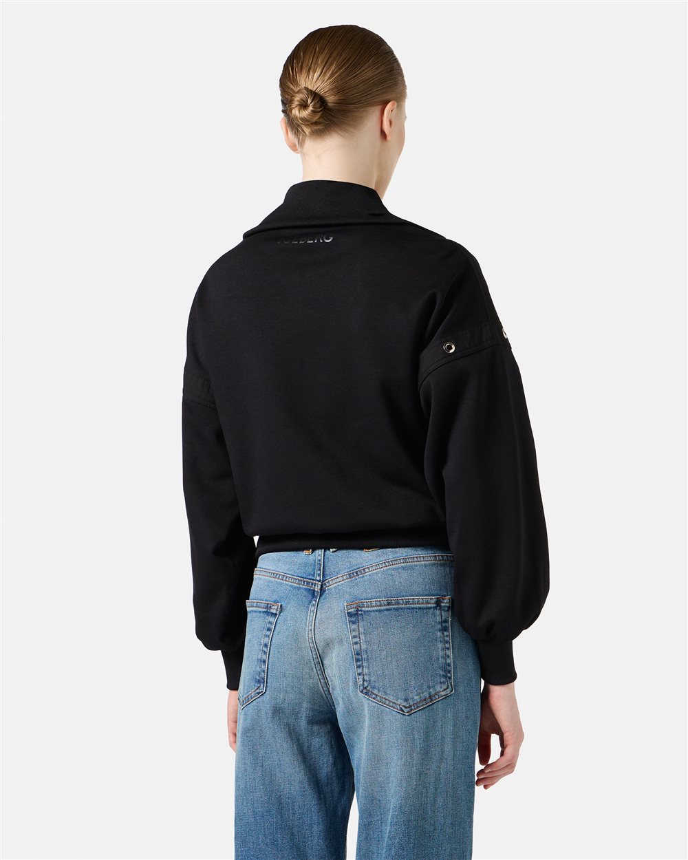 Cropped fit black sweatshirt in scuba fabric - Iceberg - Official Website