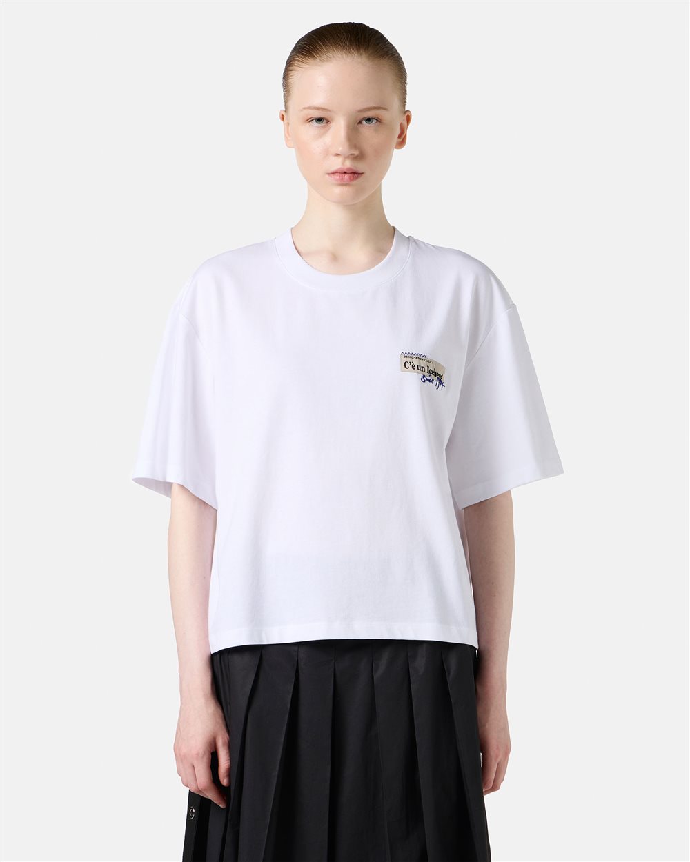 White cropped fit jersey T-shirt - Iceberg - Official Website