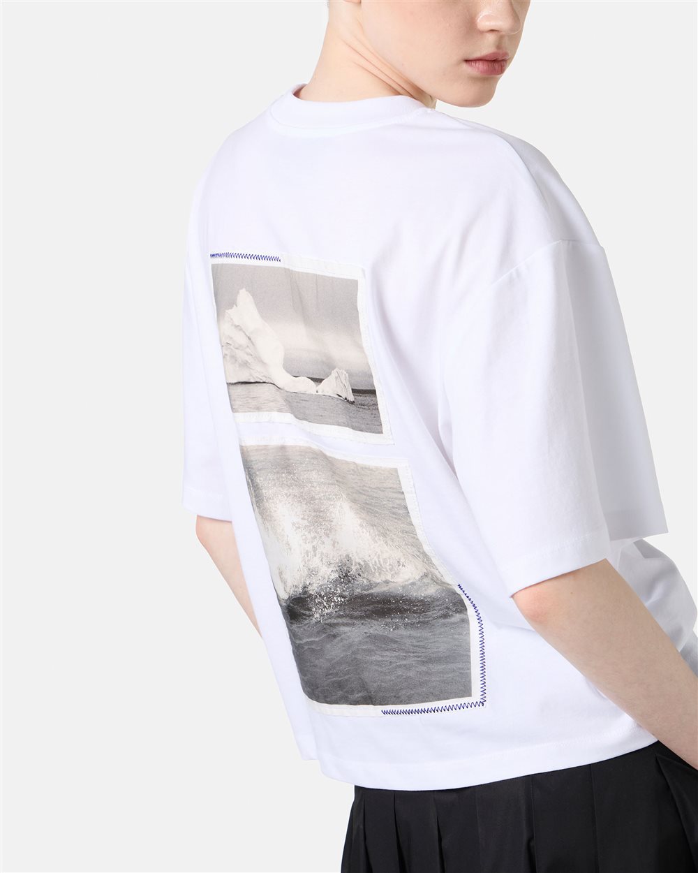 White cropped fit jersey T-shirt - Iceberg - Official Website