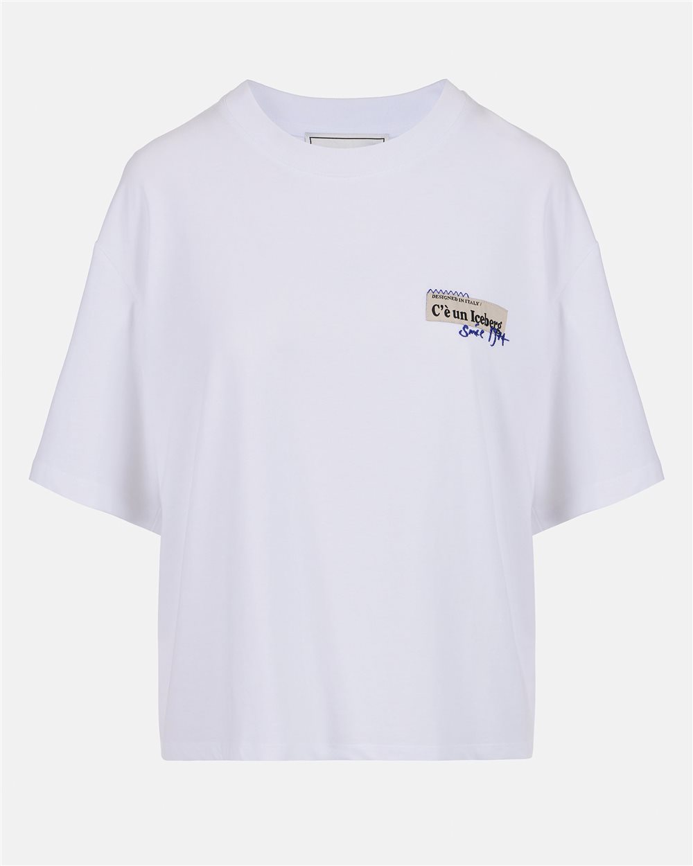 White cropped fit jersey T-shirt - Iceberg - Official Website