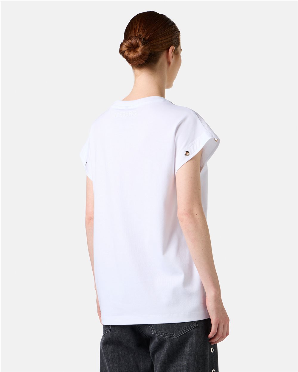 White T-shirt in GOTS certified sustainable interlock fabric - Iceberg - Official Website
