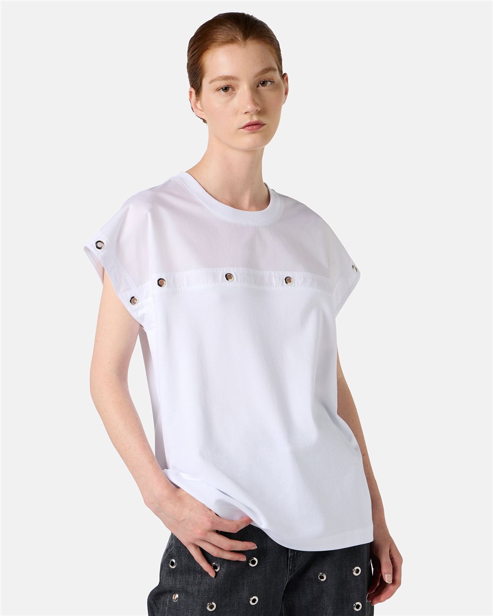 White T-shirt in GOTS certified sustainable interlock fabric - Iceberg - Official Website
