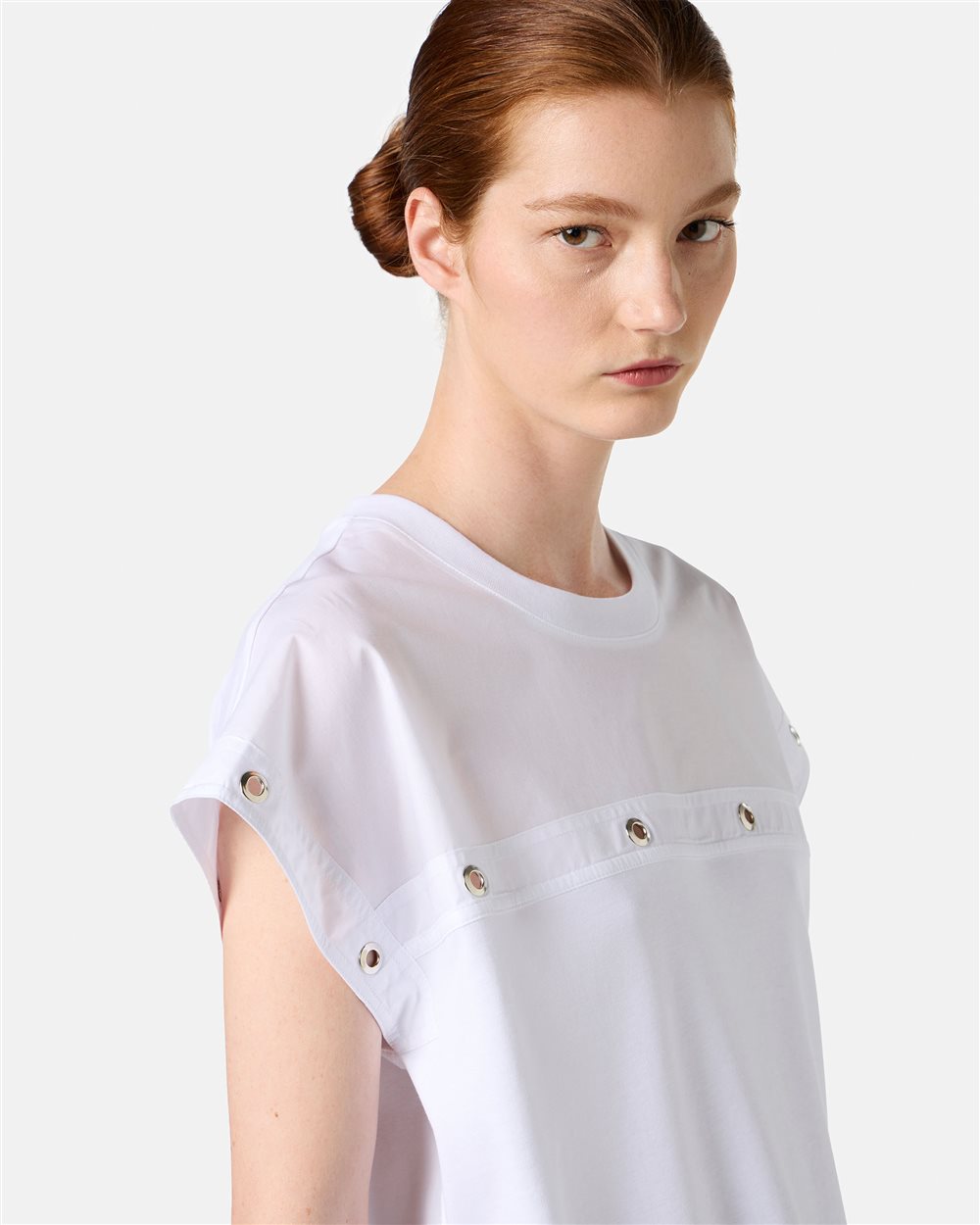 White T-shirt in GOTS certified sustainable interlock fabric - Iceberg - Official Website