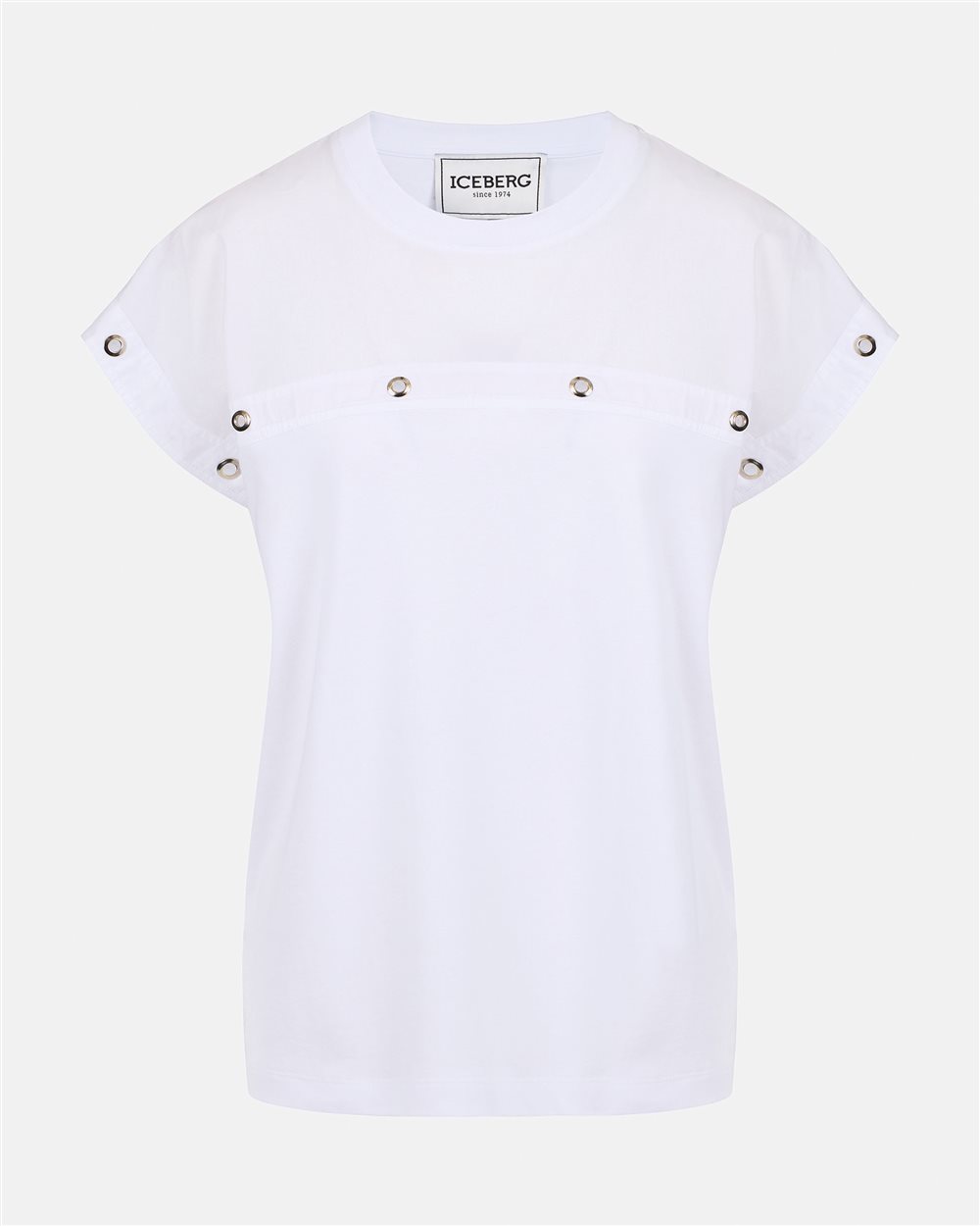 White T-shirt in GOTS certified sustainable interlock fabric - Iceberg - Official Website