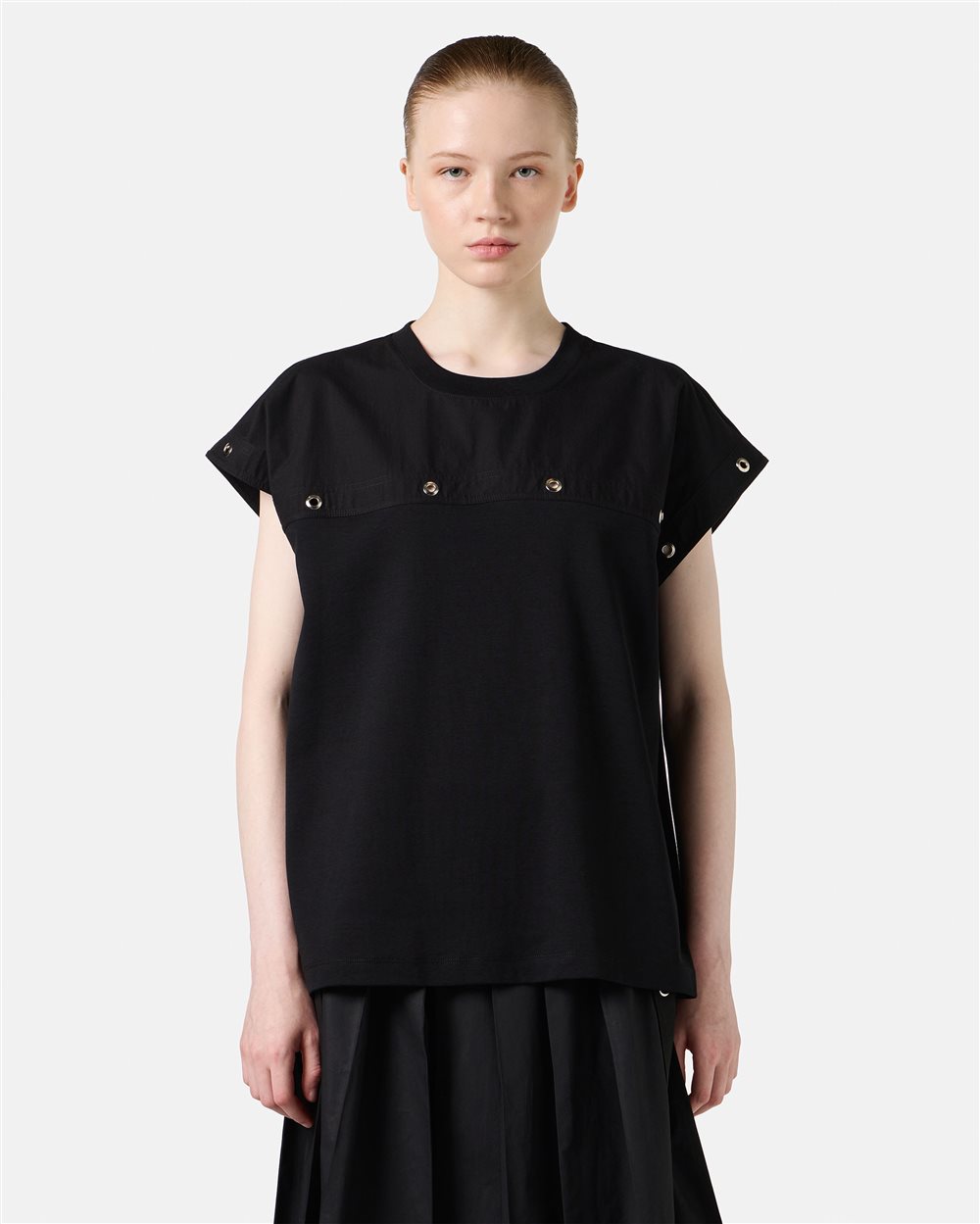 Black T-shirt in GOTS certified sustainable interlock fabric - Iceberg - Official Website