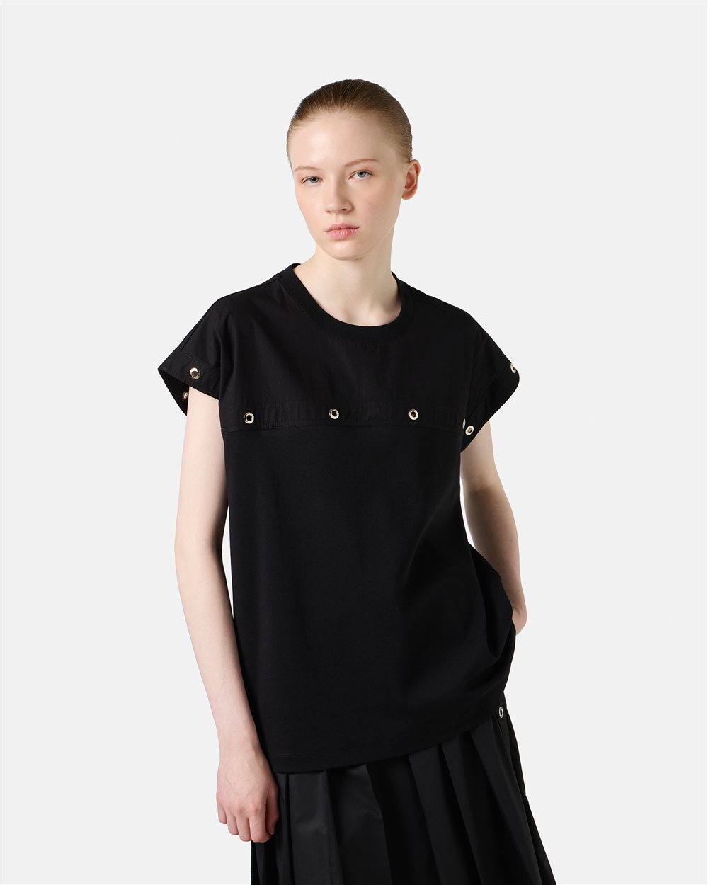 Black T-shirt in GOTS certified sustainable interlock fabric - Iceberg - Official Website