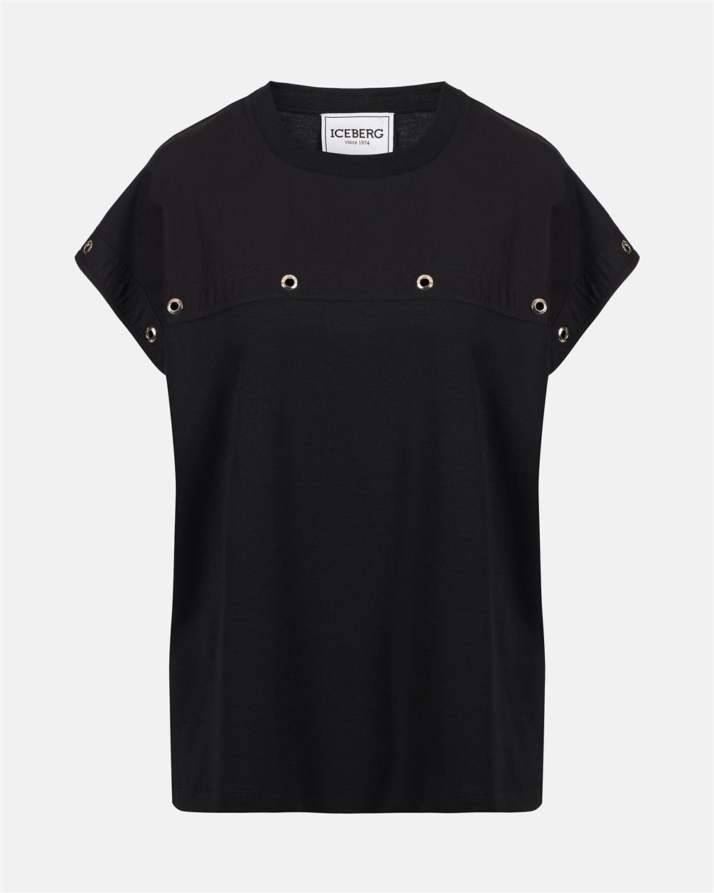 Black T-shirt in GOTS certified sustainable interlock fabric - Iceberg - Official Website