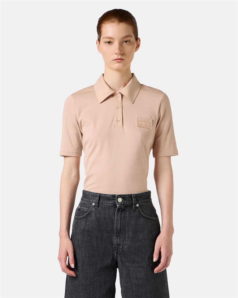 Blush ribbed short-sleeved T-shirt with Iceberg logo - Iceberg - Official Website