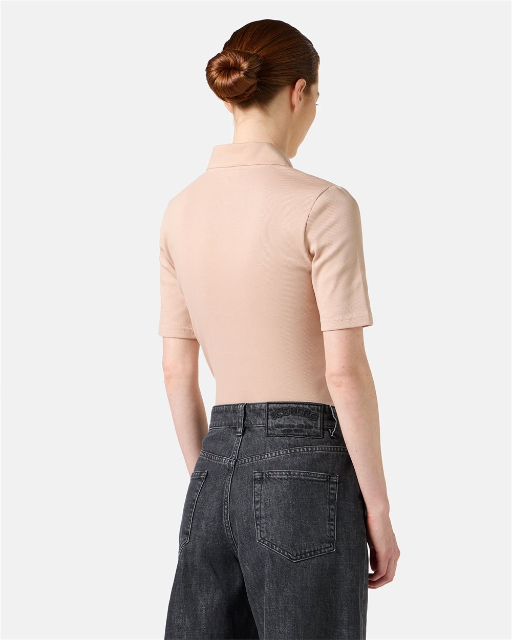 Blush ribbed short-sleeved T-shirt with Iceberg logo - Iceberg - Official Website