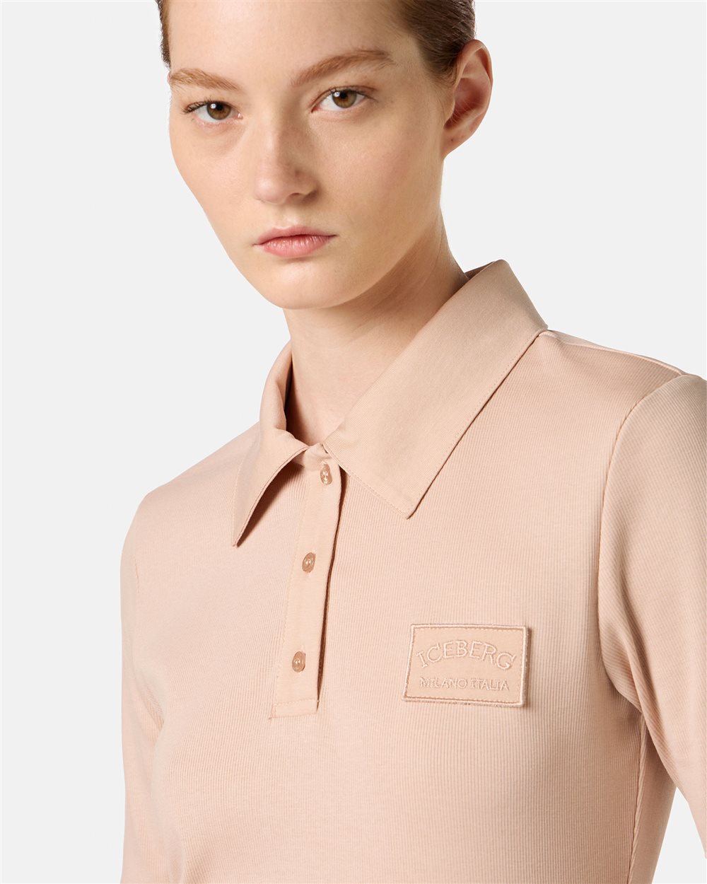 Blush ribbed short-sleeved T-shirt with Iceberg logo - Iceberg - Official Website