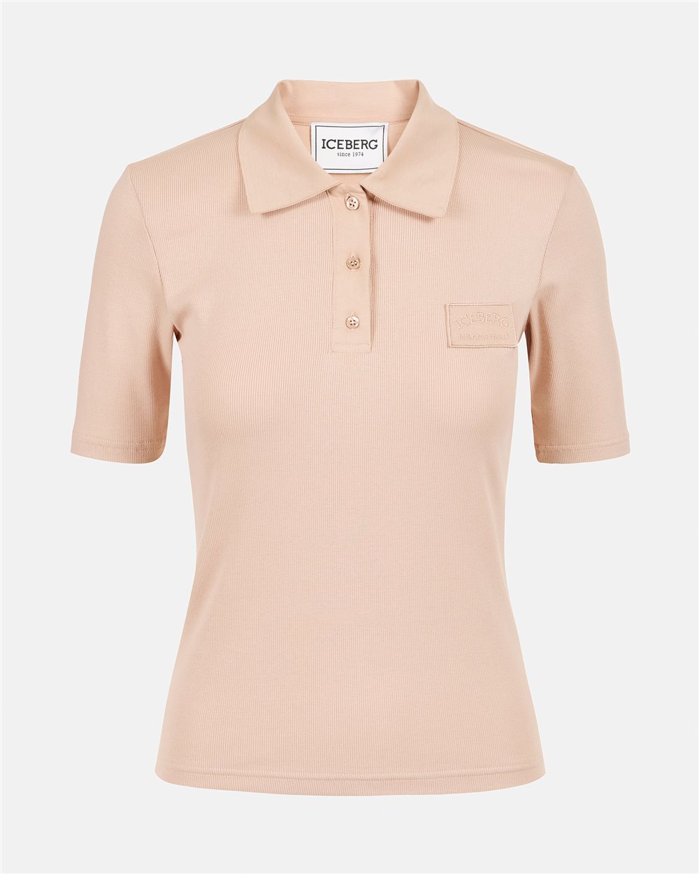 Blush ribbed short-sleeved T-shirt with Iceberg logo - Iceberg - Official Website