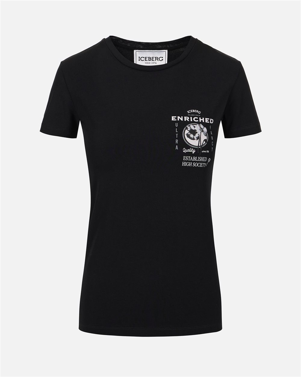 Black background sustainable stretch cotton jersey t-shirt - Iceberg - Official Website
