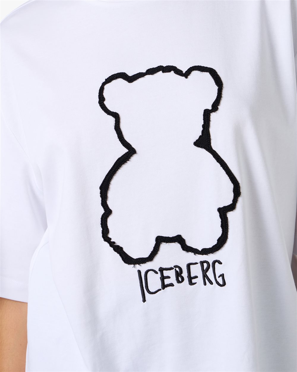 White cotton jersey T-shirt with Bear Iceberg print - Iceberg - Official Website