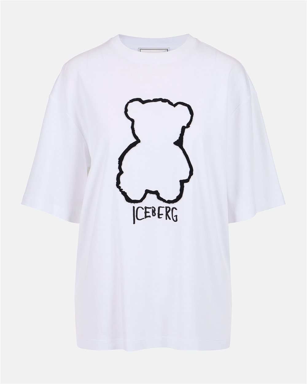White cotton jersey T-shirt with Bear Iceberg print - Iceberg - Official Website