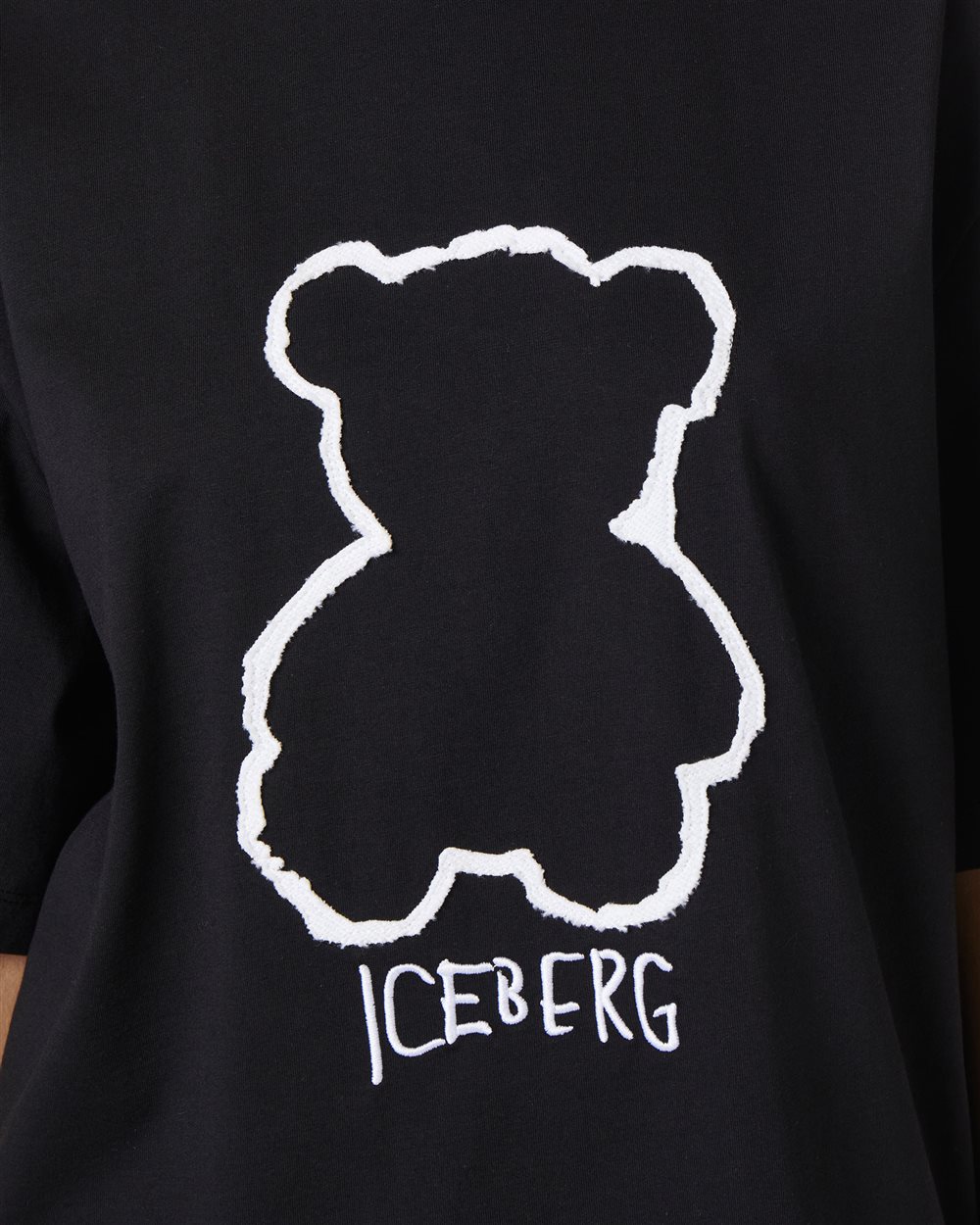 Black cotton jersey T-shirt with Iceberg Bear print - Iceberg - Official Website