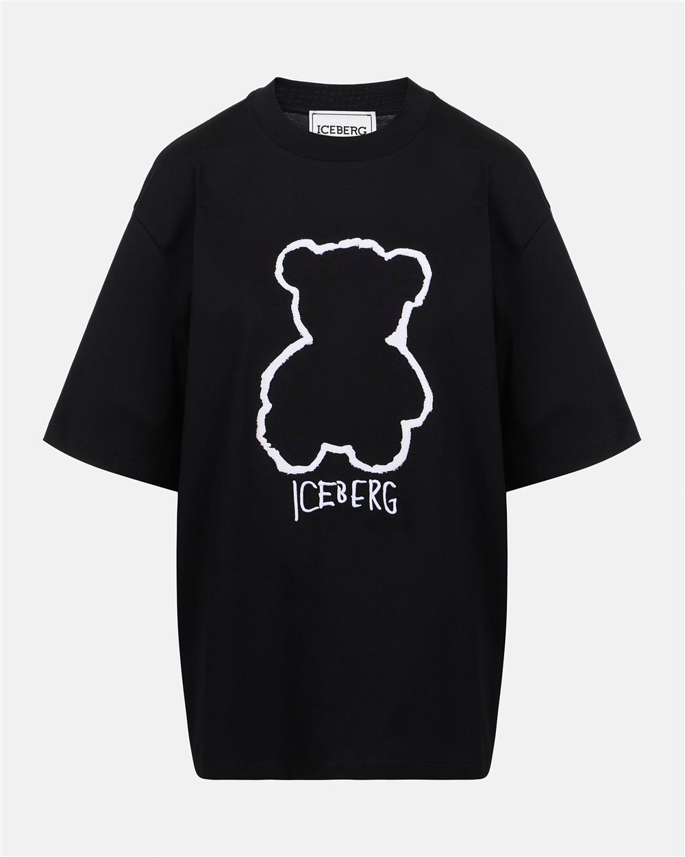 Black cotton jersey T-shirt with Iceberg Bear print - Iceberg - Official Website