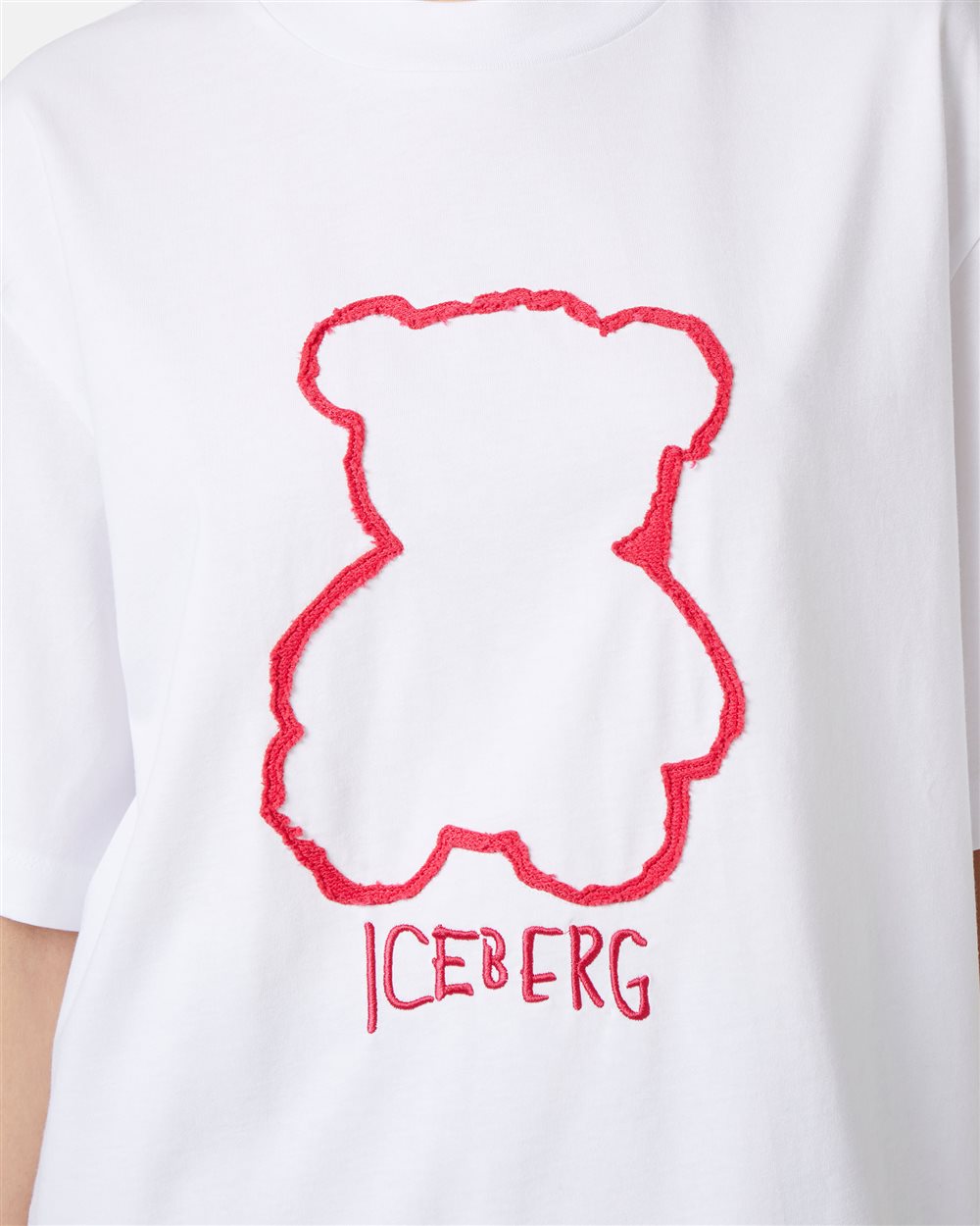 White cotton jersey T-shirt with Bear Iceberg print - Iceberg - Official Website