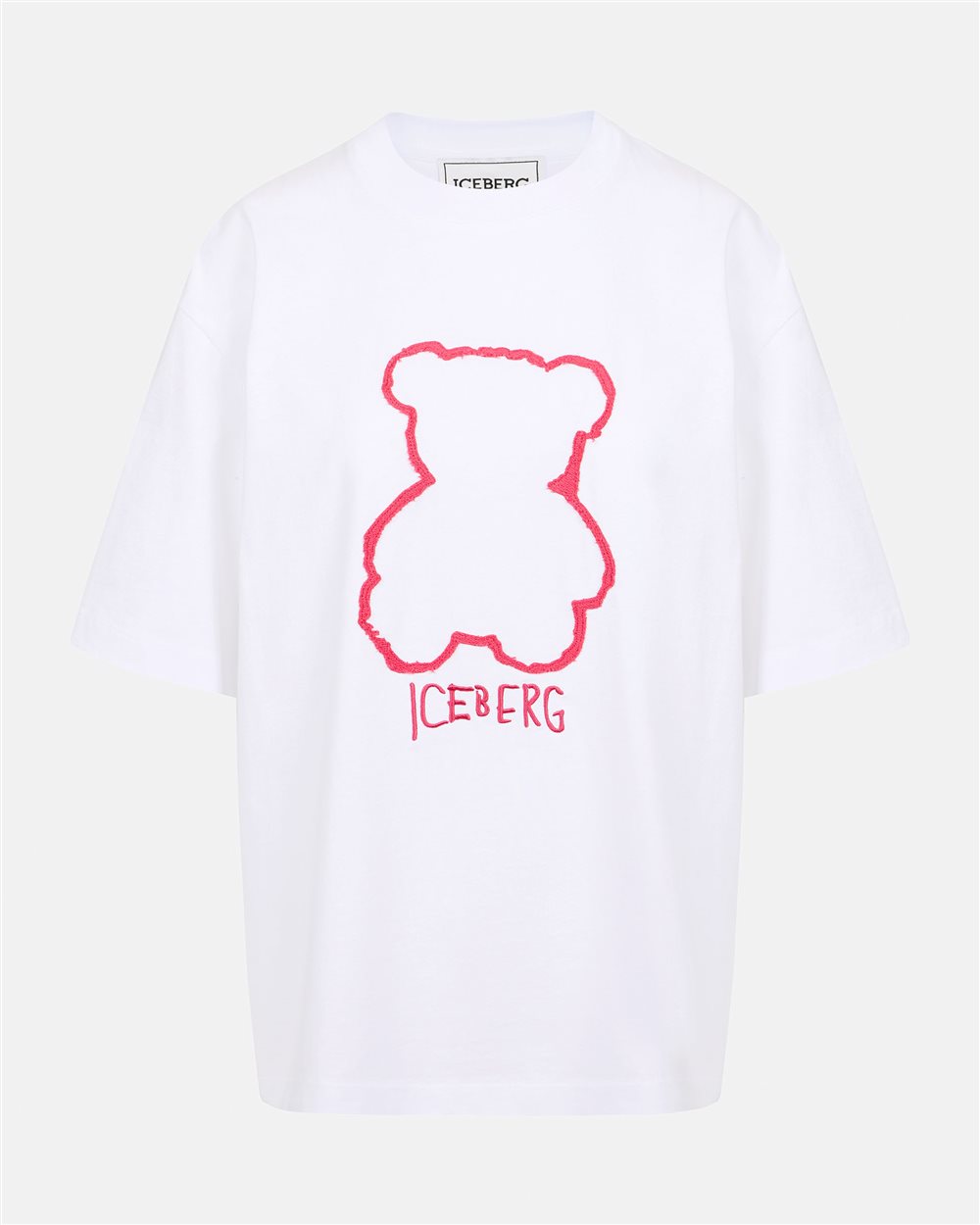 White cotton jersey T-shirt with Bear Iceberg print - Iceberg - Official Website